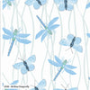 Blue dragonflies and butterflies on white cotton fabric - British Waterways on Craft Cotton Co