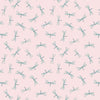 turquoise dragonflies on pink fabric - On the Lake by Lewis and Irene