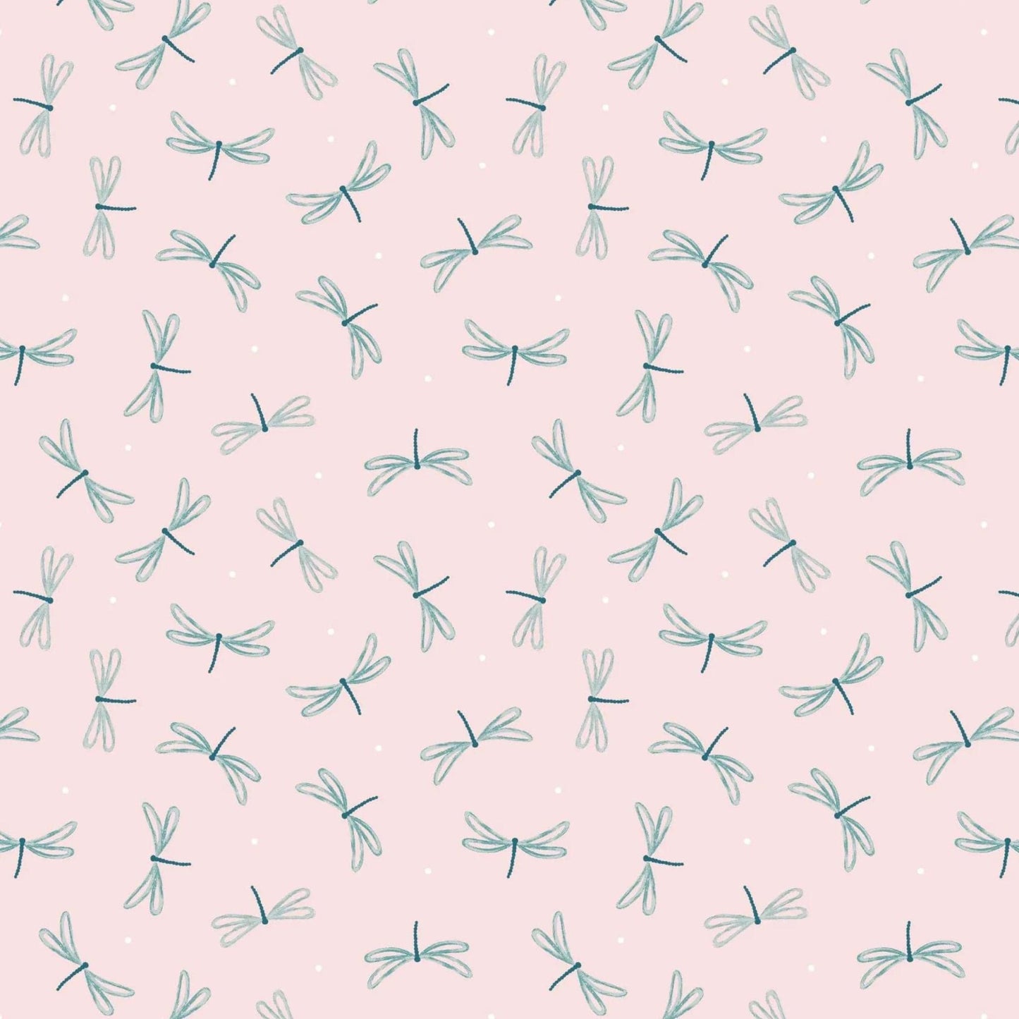 Fabric Dragonflies on pink fabric - On the Lake - Lewis & Irene