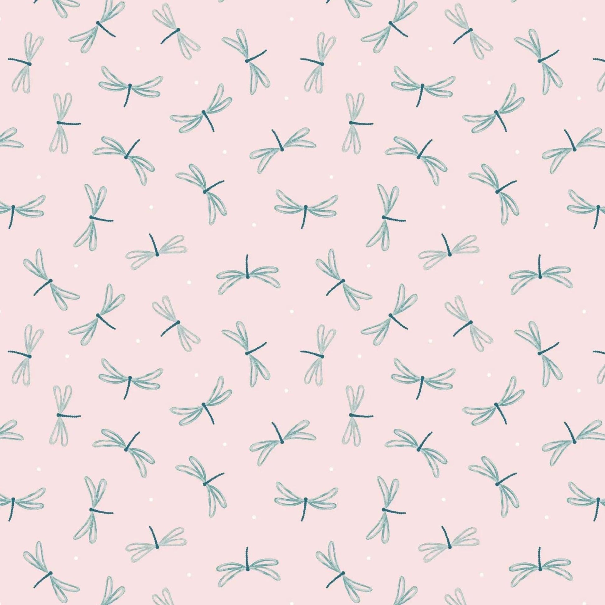 Fabric Dragonflies on pink fabric - On the Lake - Lewis & Irene