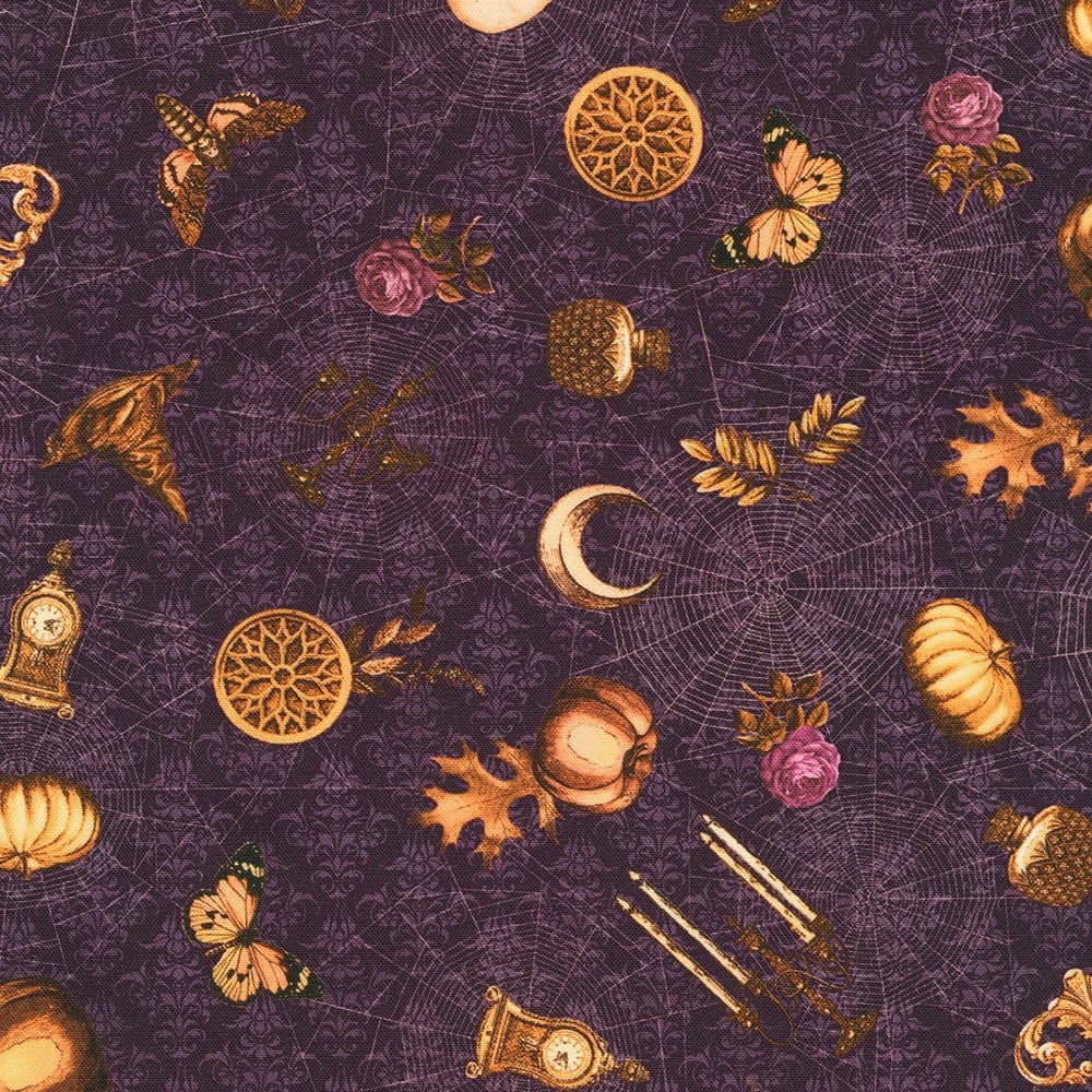 cotton fabric Dreadful Delights- Aubergine-Studio Robert Kaufman