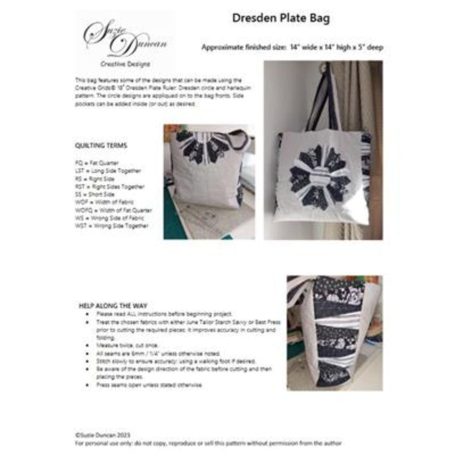 bag pattern Dresden plate bag pattern - Suzie Duncan