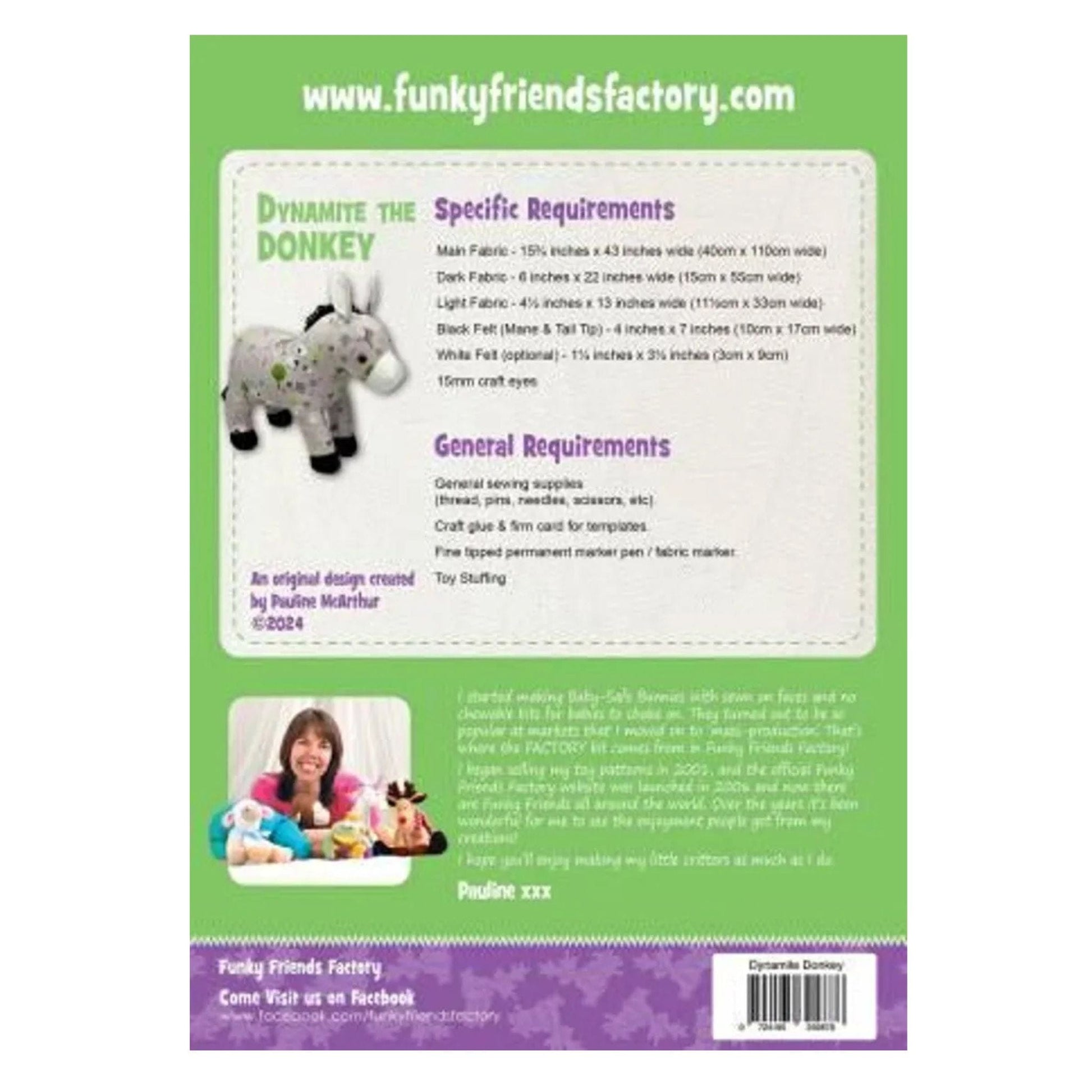 Sewing Pattern Dynamite the Donkey - Funky Friends keepsake pattern