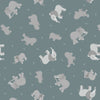 elephant and hippos on grey blue cotton fabric - Small Things by Lewis & Irene