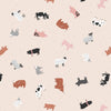 Cream fabric with small cows,sheep and pigs - Countryside by Lewis & Irene
