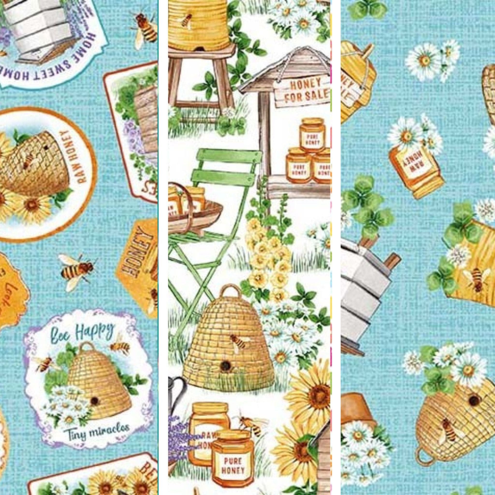 cotton fabric Fat Quarter Bundle - Bee Culture - Michael Miller