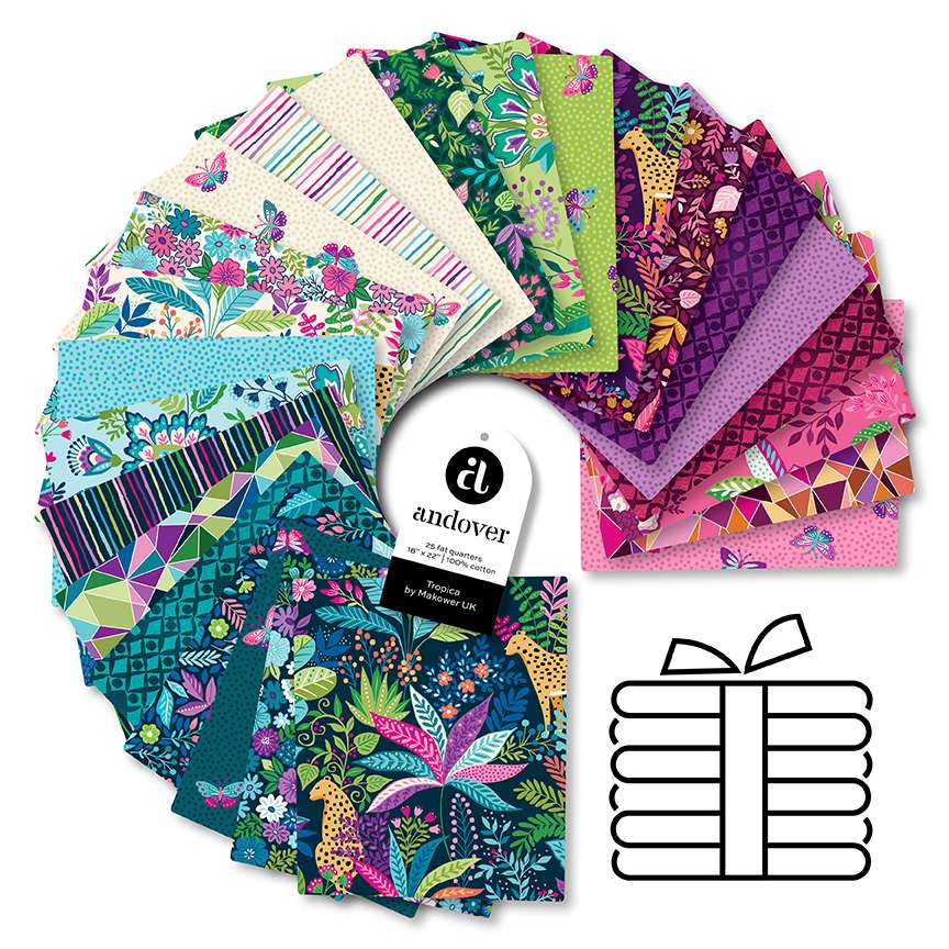 cotton fabric Fat Quarter Bundle x 25 - Tropica - Makower
