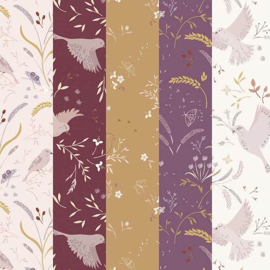 Fabric Fat quarter bundle x 5 - Meadowside by Lewis & Irene - Style 3