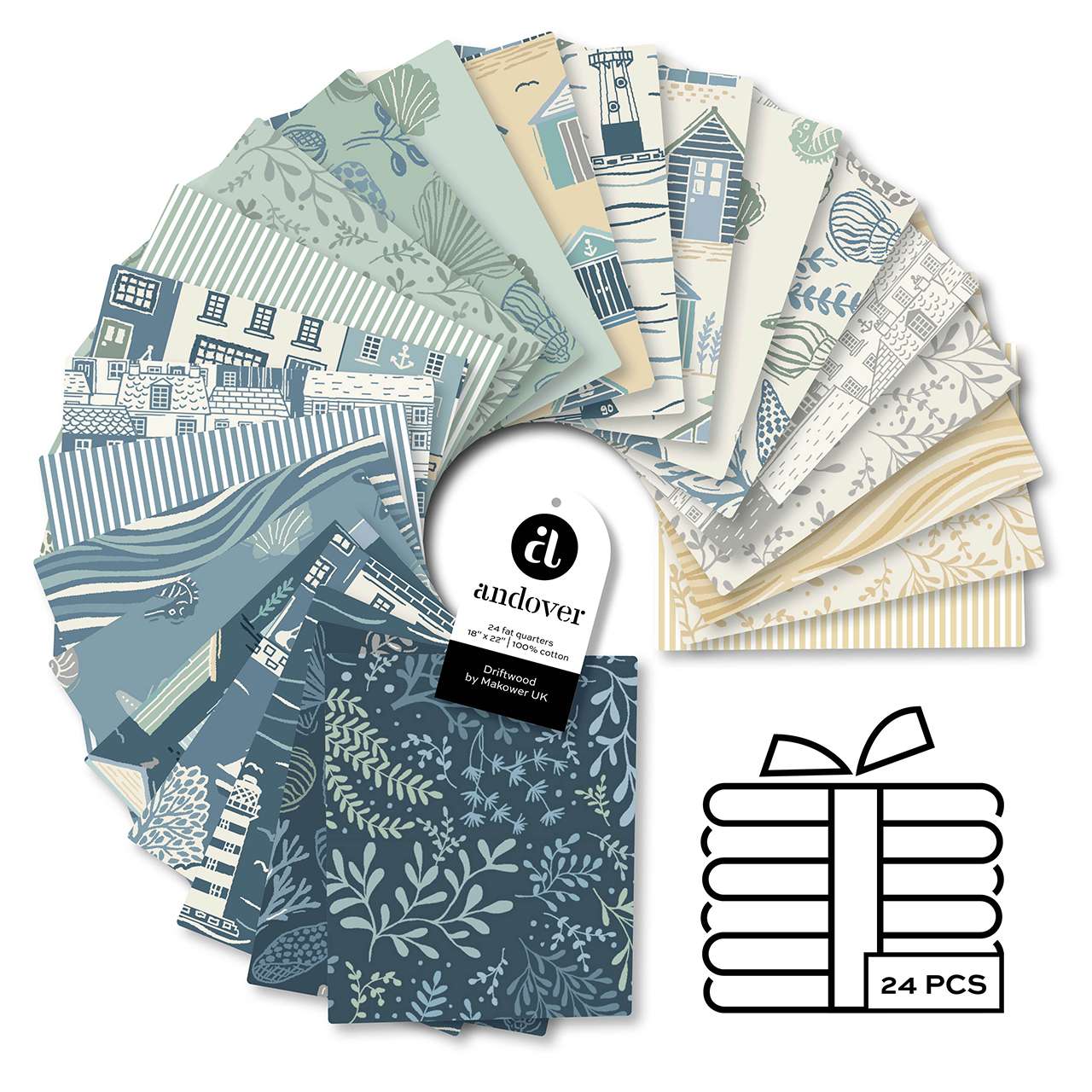 fat quarter bundle Fat quarter bundle x 6 - Driftwood - Makower 1