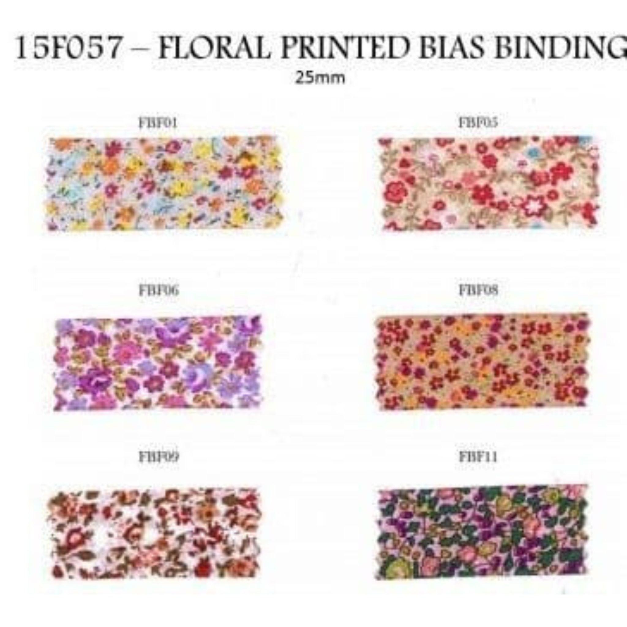 Floral bias binding tape - by metre