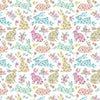 cotton fabric Floral bunny rabbits on white cotton - Hippity Hop - Timeless Treasures