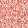 Orange flowers on coral cotton fabric - Folk Floral by Lewis and Irene