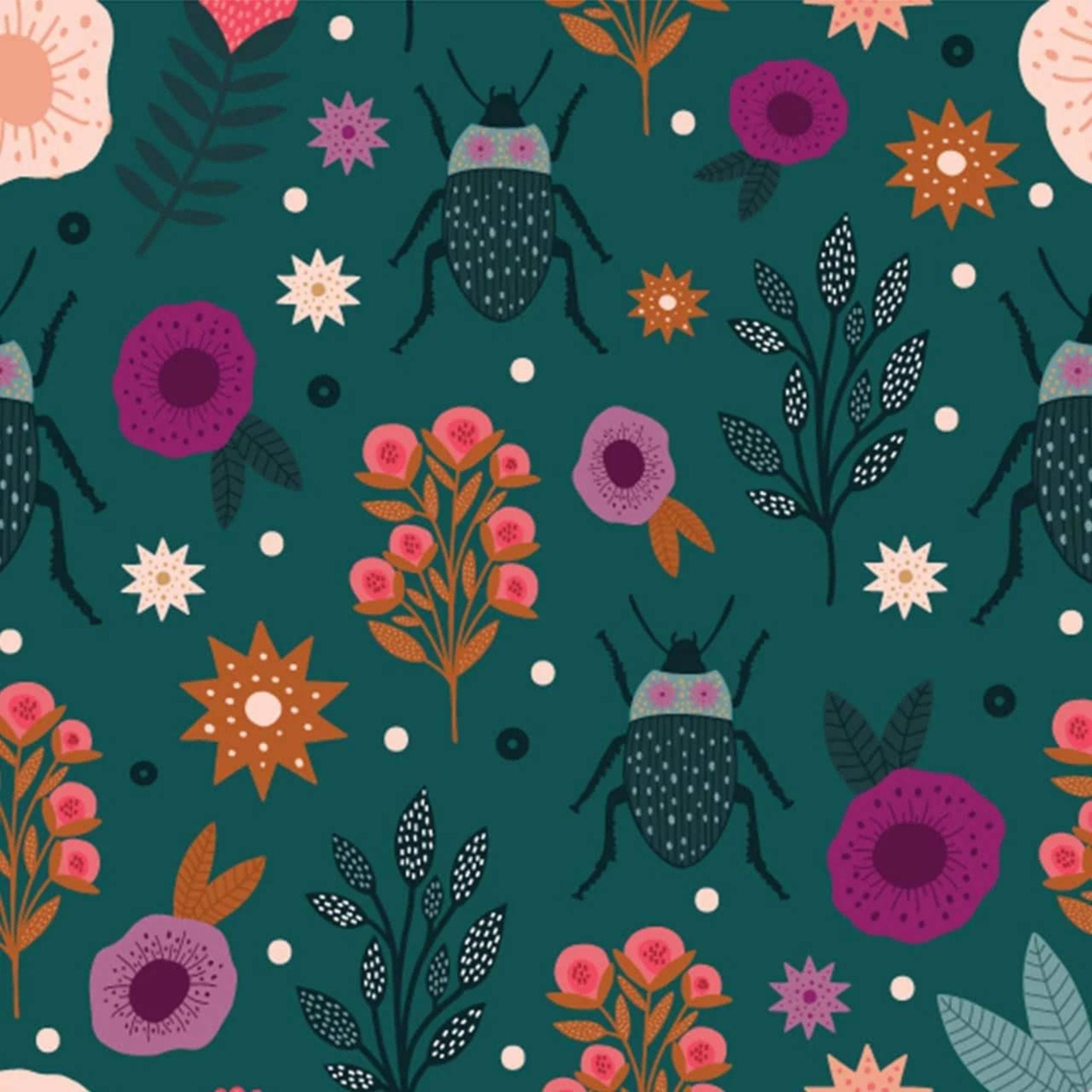 Fabric Foliage on grey cotton fabric - Night and Day - Dashwood Studio