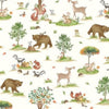 Forest animals, including bears, skunks and deer on a cream cotton fabric - In to the Woods - Timeless Treasures CD2258