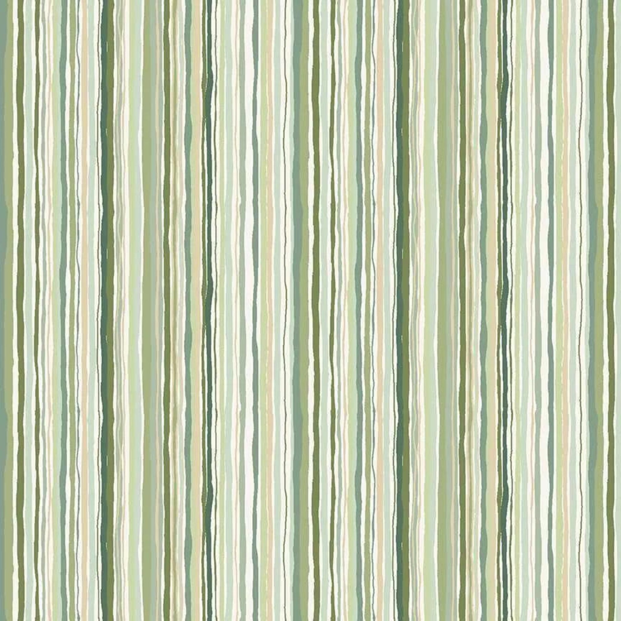 Different coloured green non uniform stripes - Foxwood by Makower