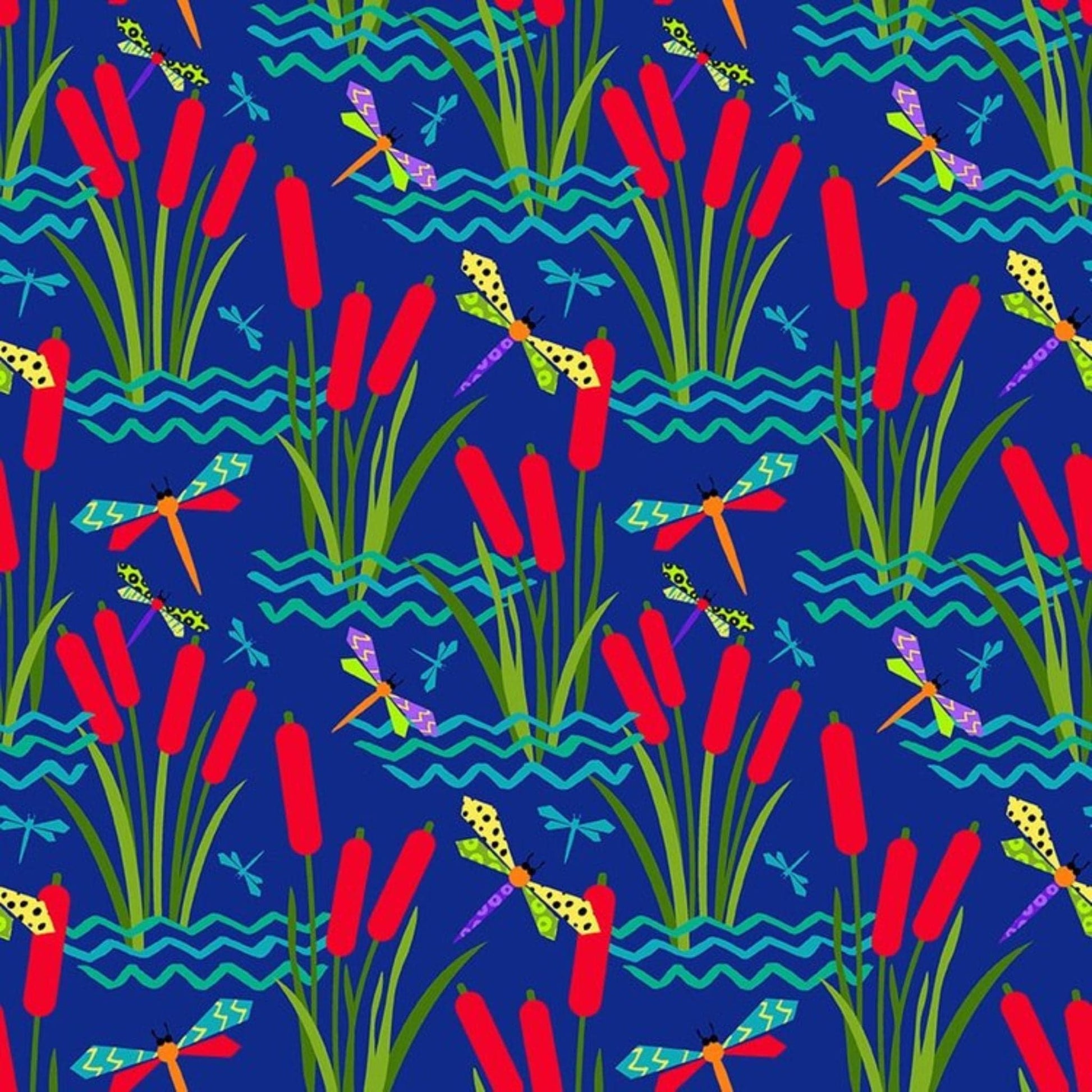 fabric Frogs on pale blue cotton - Pond Life - Blank Quilting