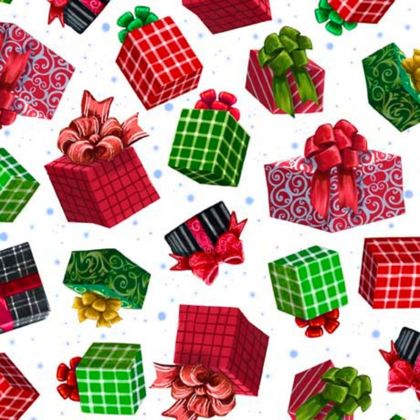 cotton fabric Gift Boxes and Presents - Snowman Holiday - Q T Fabrics