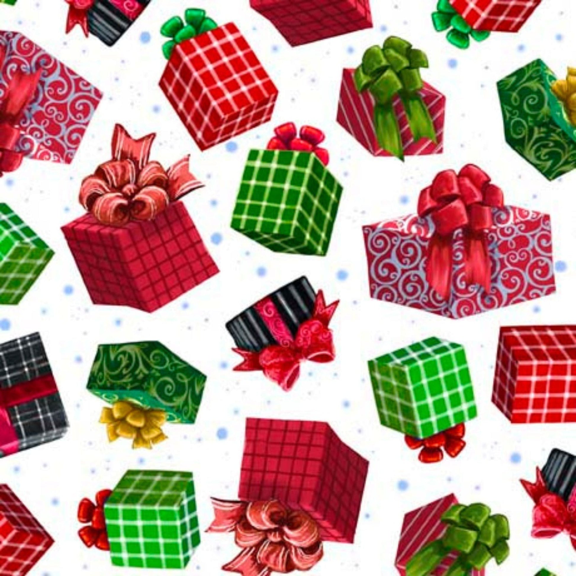 cotton fabric Gift Boxes and Presents - Snowman Holiday - Q T Fabrics