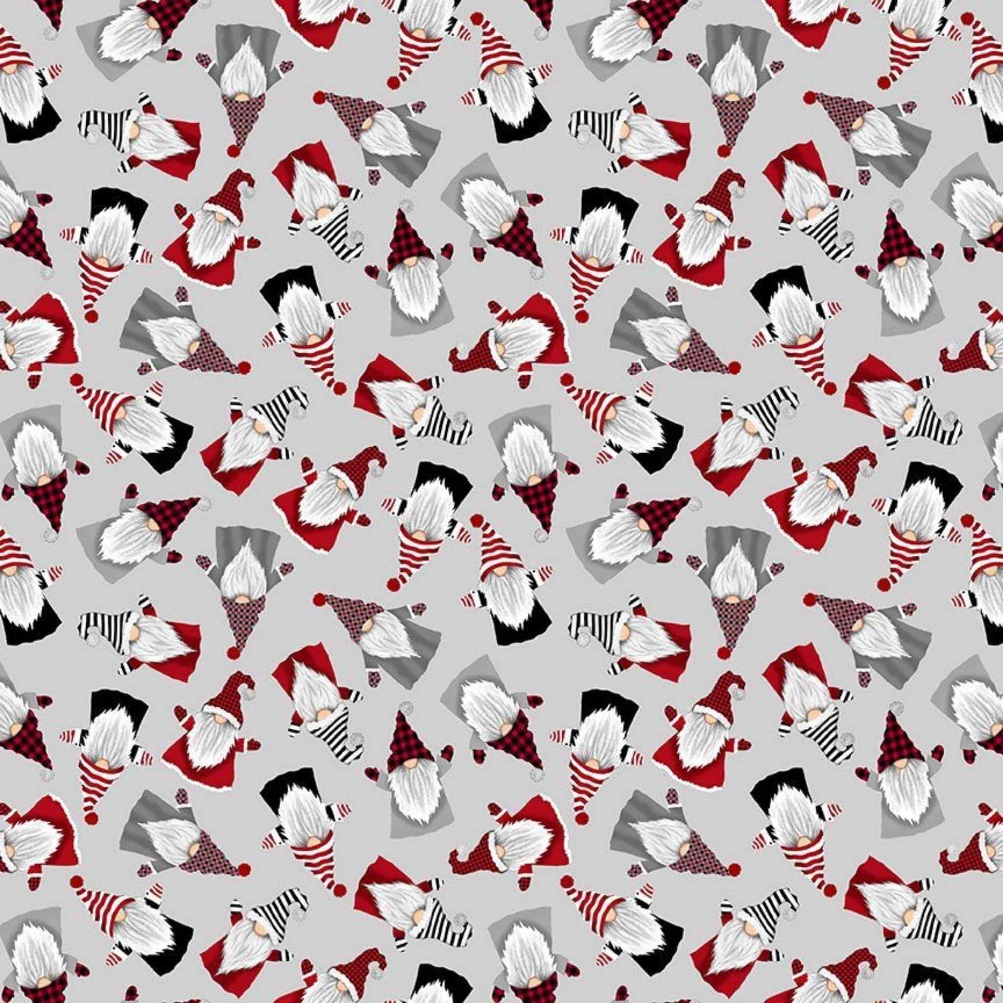 cotton fabric Gonks on plaid tartan - Gnome for the Holidays - Timeless Treasures - CD2116