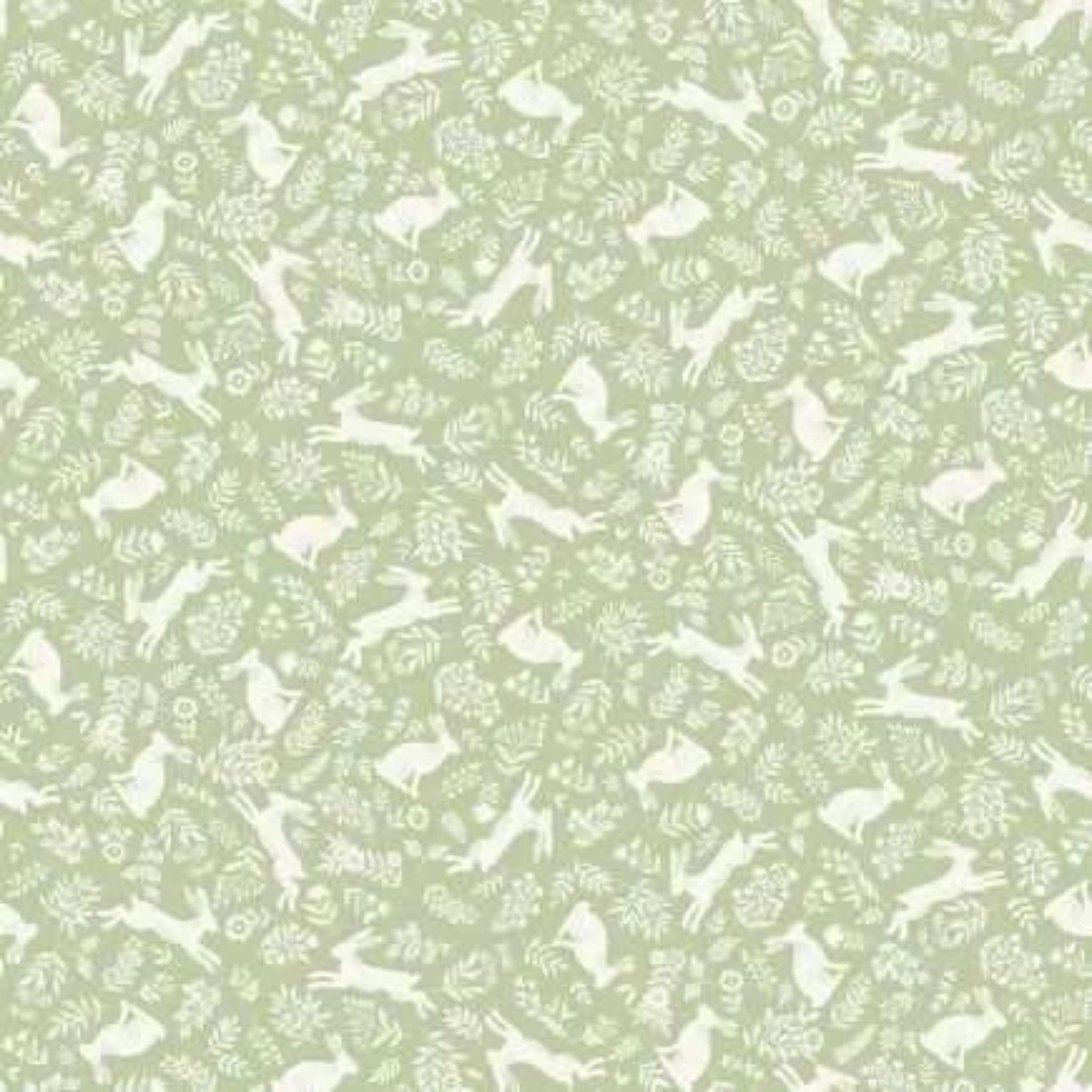 cotton fabric Green animal fabric panel - Foxwood - Makower