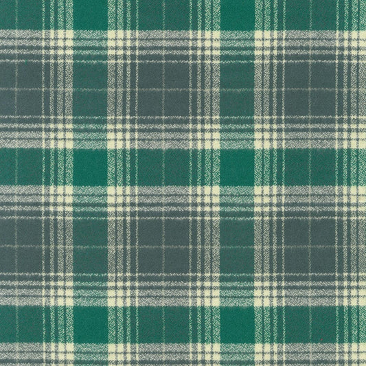 Fabric Green check Mammoth organic brushed cotton flannel - Robert Kaufman