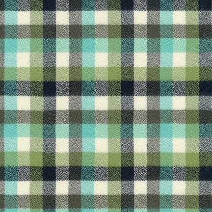 Fabric Green tartan organic flannel - Mammoth Junior - Robert Kaufman - SRKF-21379-34