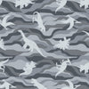 Silhouette dinosaurs on grey cotton - A305.3 Lewis and Irene 