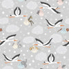 Load image into Gallery viewer, Grey cotton fabric with storks delivering baby animals - Special delivery by Lewis and Irene
