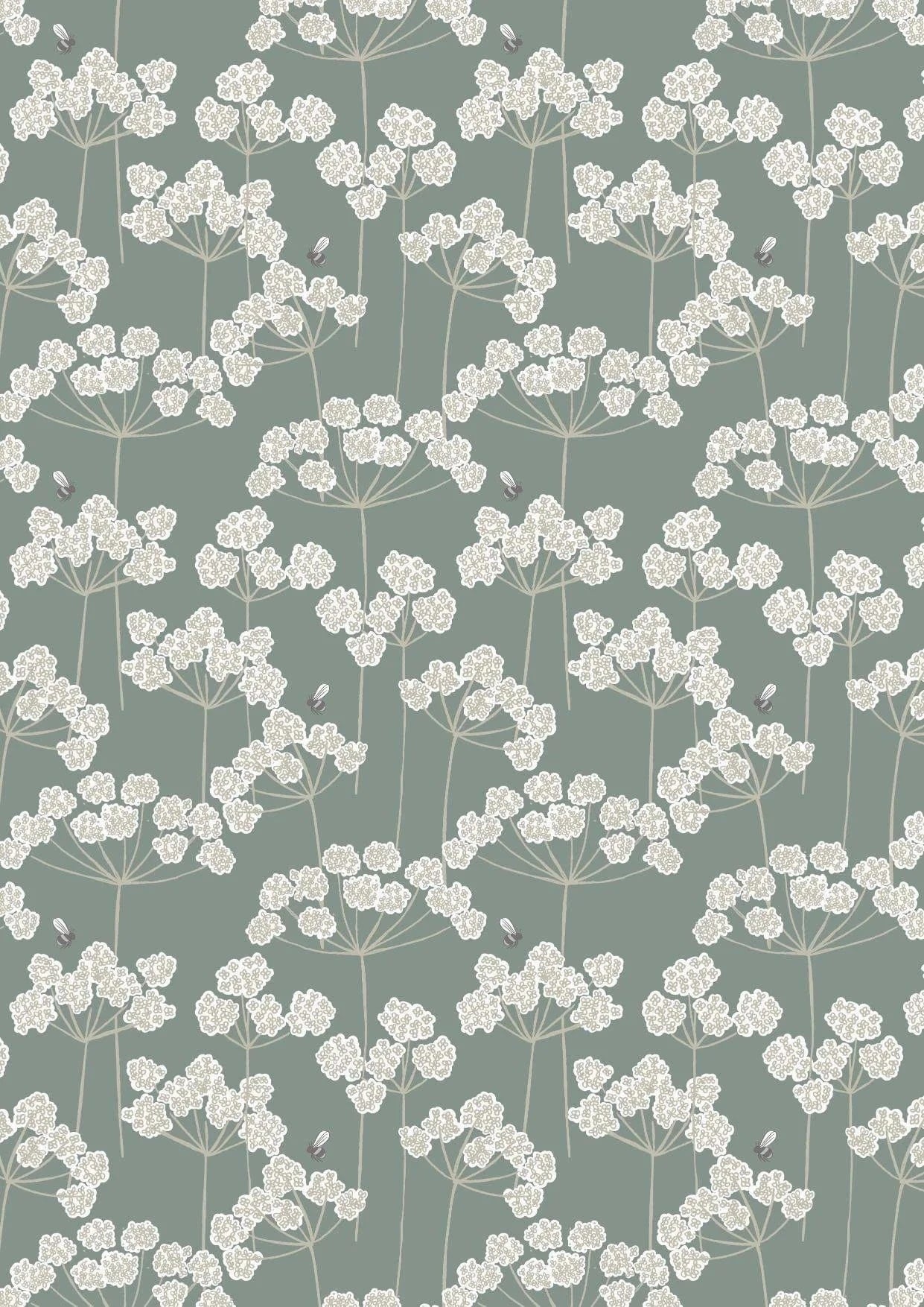 Fabric HALF METRE-Cow parsley on fabric - Country Life Reloved - Lewis & Irene