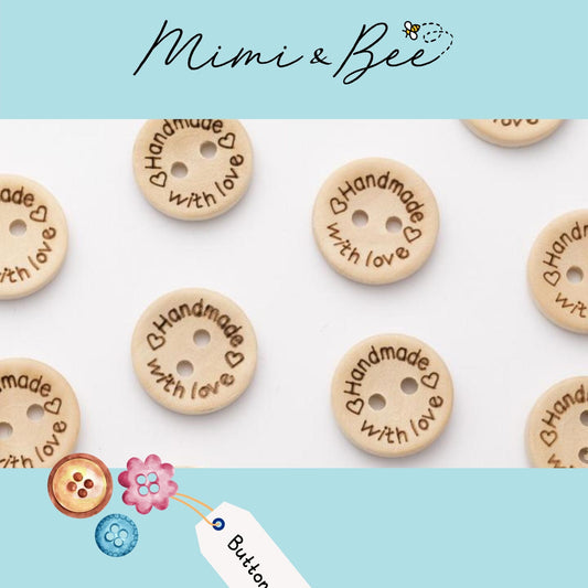 handmade button Handmade with love buttons - Pack of 5