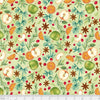 harvest apples with orange slices, herbs and star anise on green cotton fabric - Hot Cider by P & B Textiles