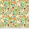 harvest apples with orange slices, herbs and star anise on green cotton fabric - Hot Cider by P & B Textiles