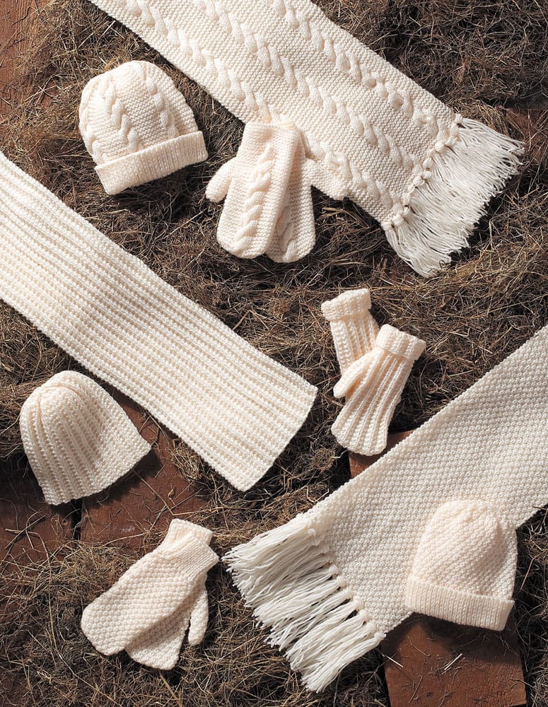 Hat, scarf and gloves knitting pattern - Stylecraft 8049