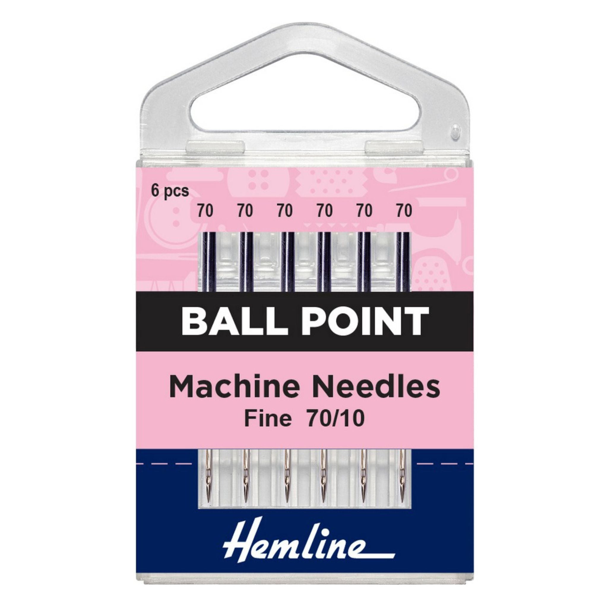 Hemline ball point sewing machine needles - Fine 70/10