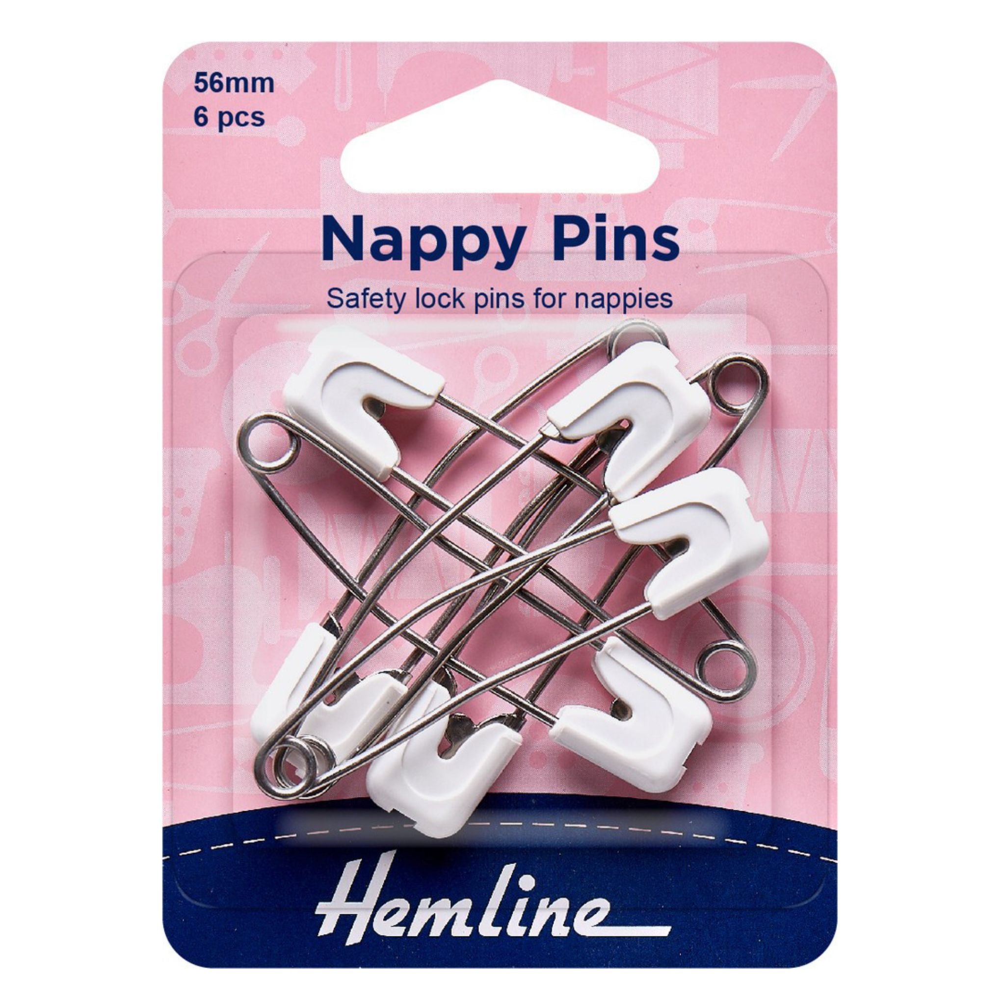 Hemline nappy pins - 6 pack