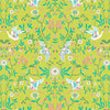 Fabric Herons on lime green cotton - Blossom Days - Dashwood Studio