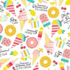 Fabric Ice creams on white cotton fabric - Hello Summer - Michael Miller