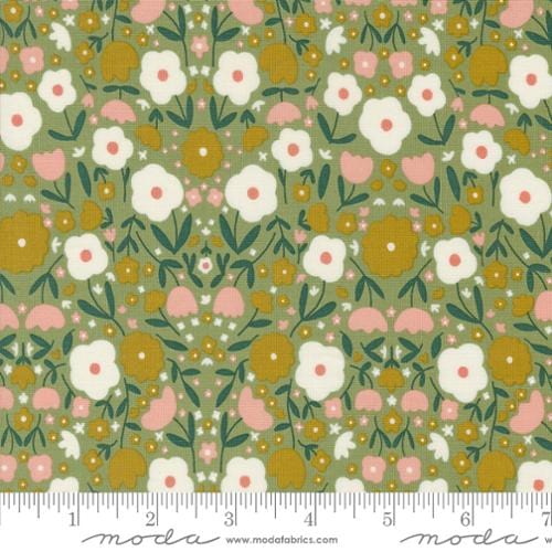 cotton fabric Imaginary Flowers Sage Floral - Moda -