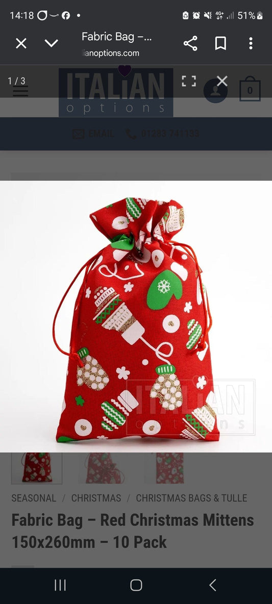 Italian Options 15×26cm fabric bags ×10pcs