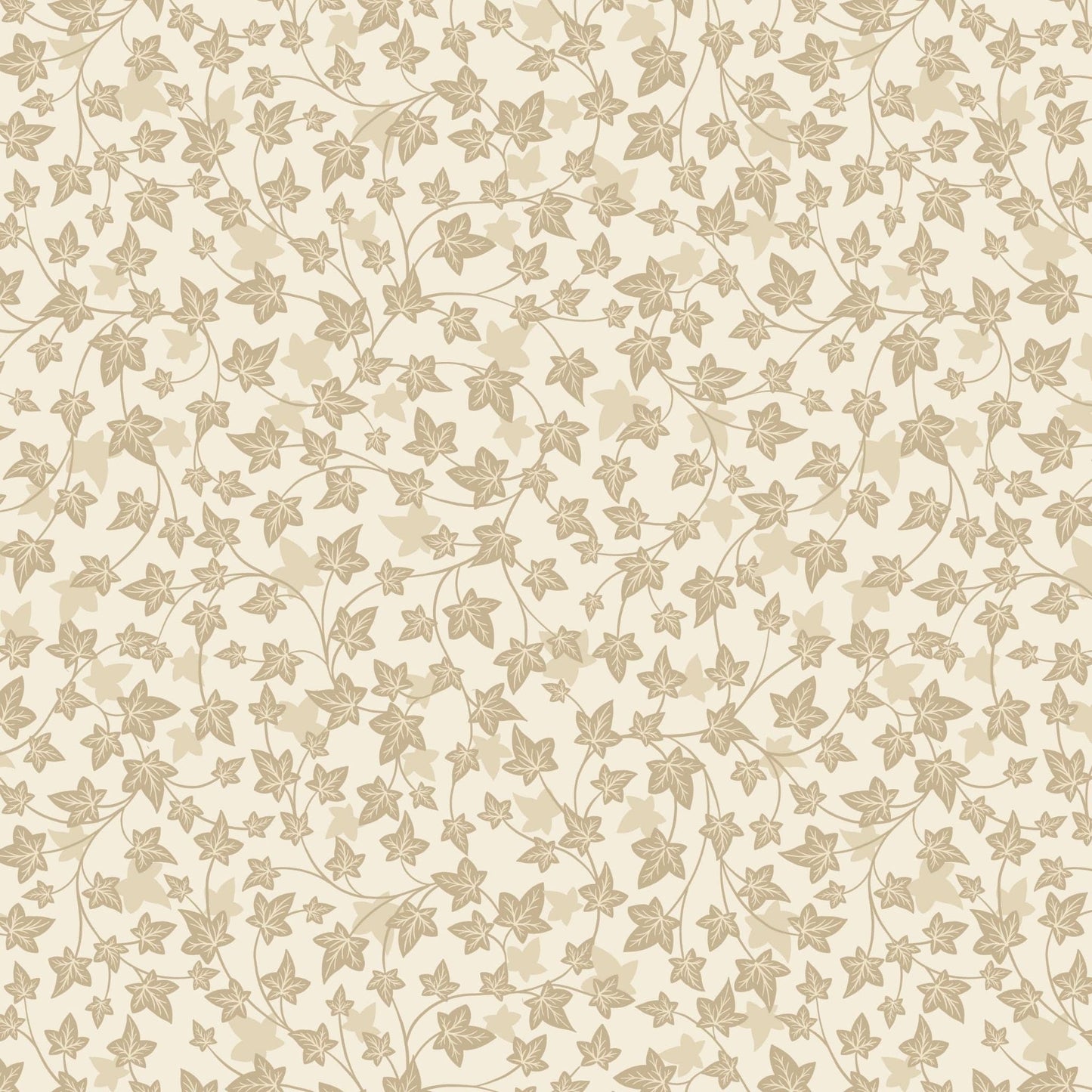 Fabric Ivy on cream cotton fabric - Evergreen - Lewis & Irene