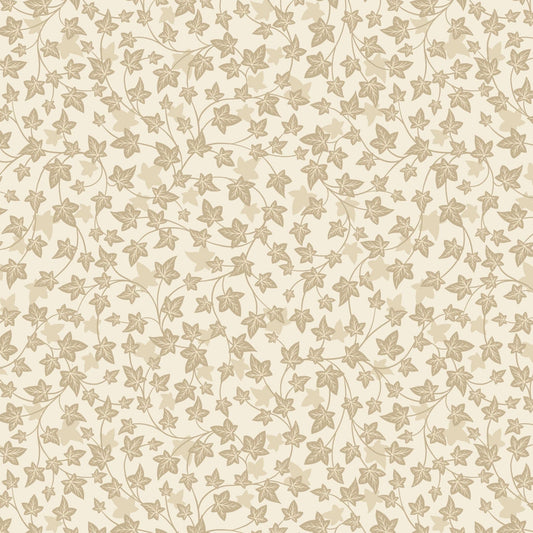 Fabric Ivy on cream cotton fabric - Evergreen - Lewis & Irene