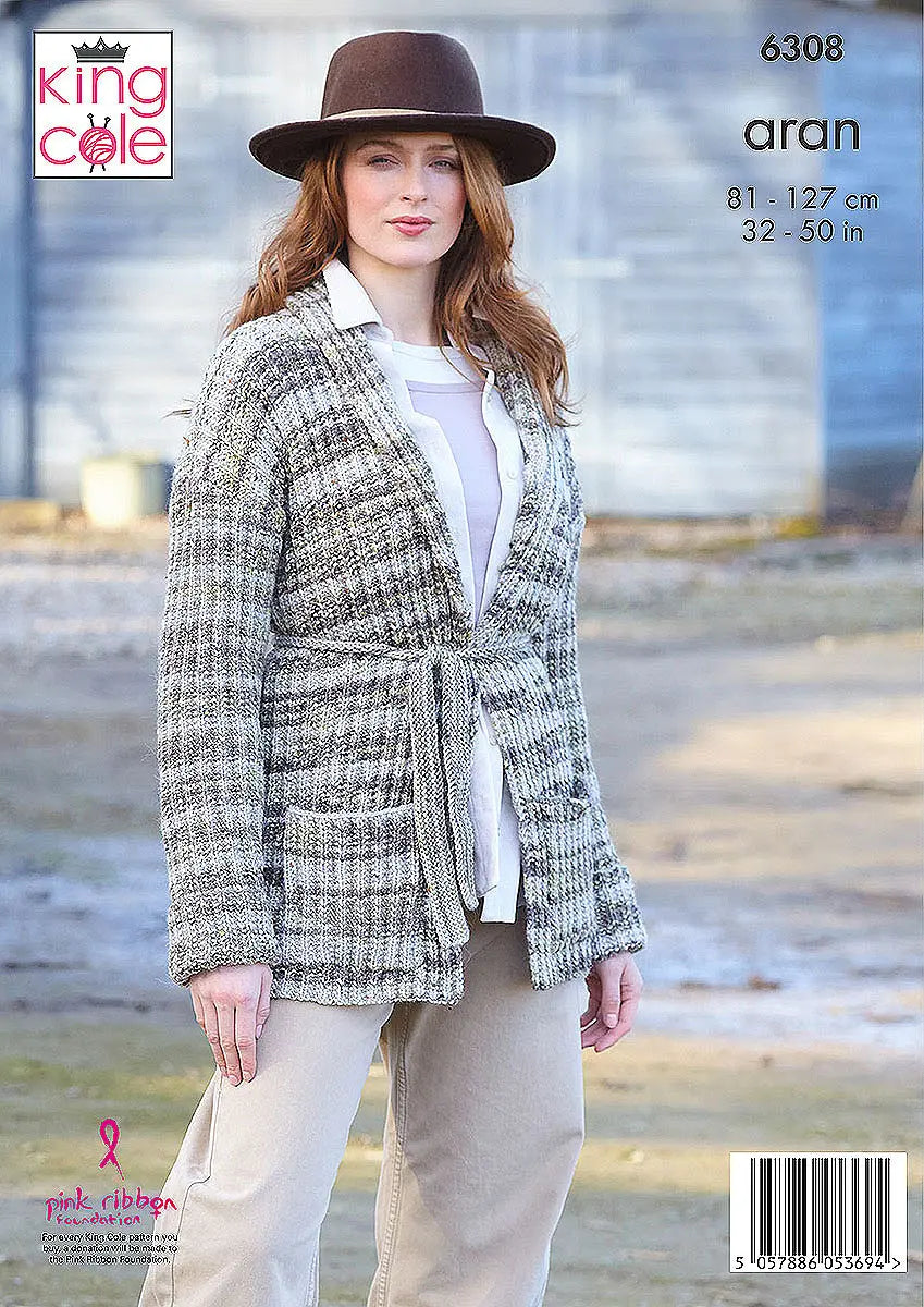 Jacket and Gilet knitting pattern in Aran - King Cole 6308