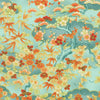 Japanes trees with orange leaves on aqua fabric - Imperial Collection Honoka by Robert Kaufman