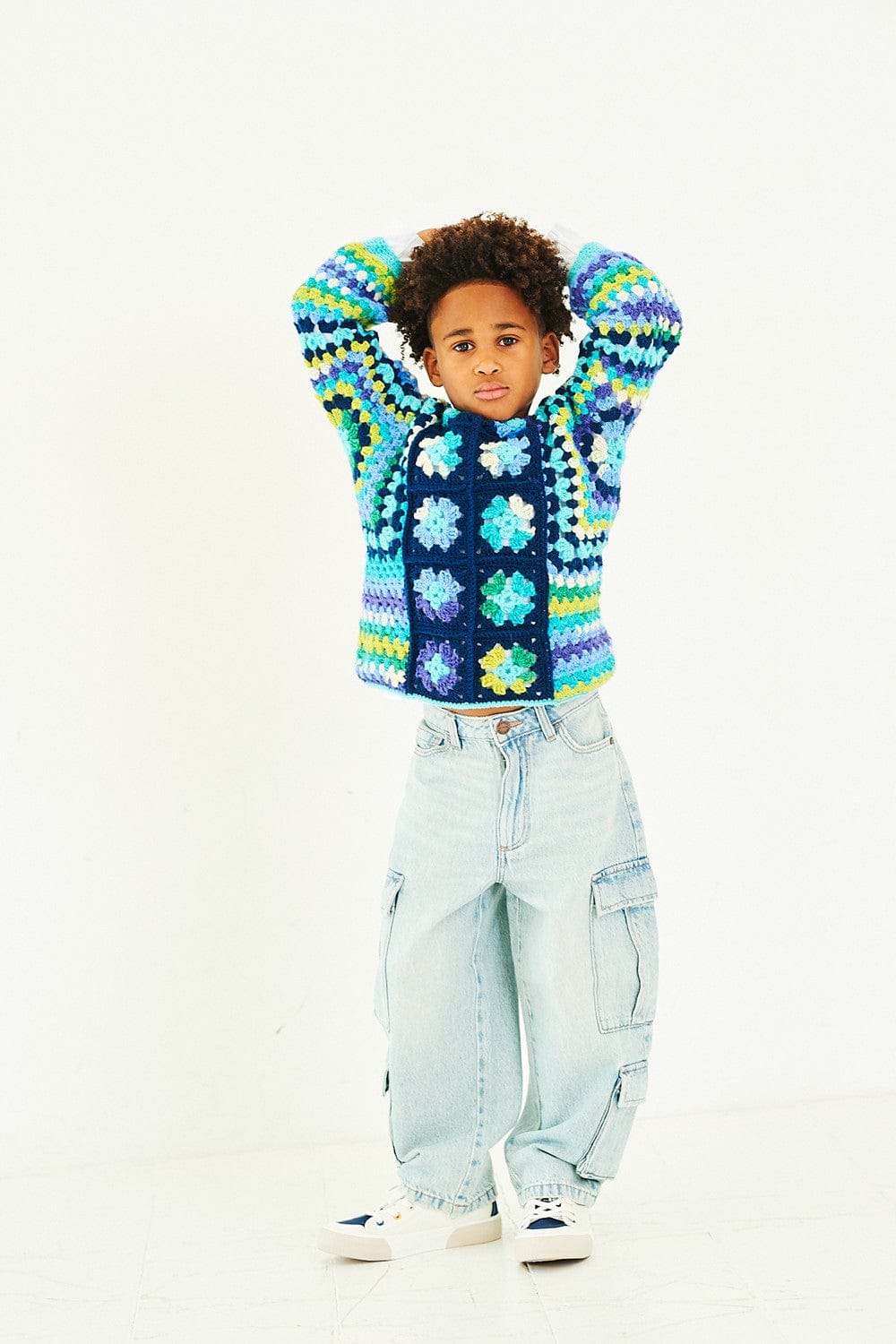 Kids cardigan, jumper and scarf crochet pattern - Stylecraft 10198