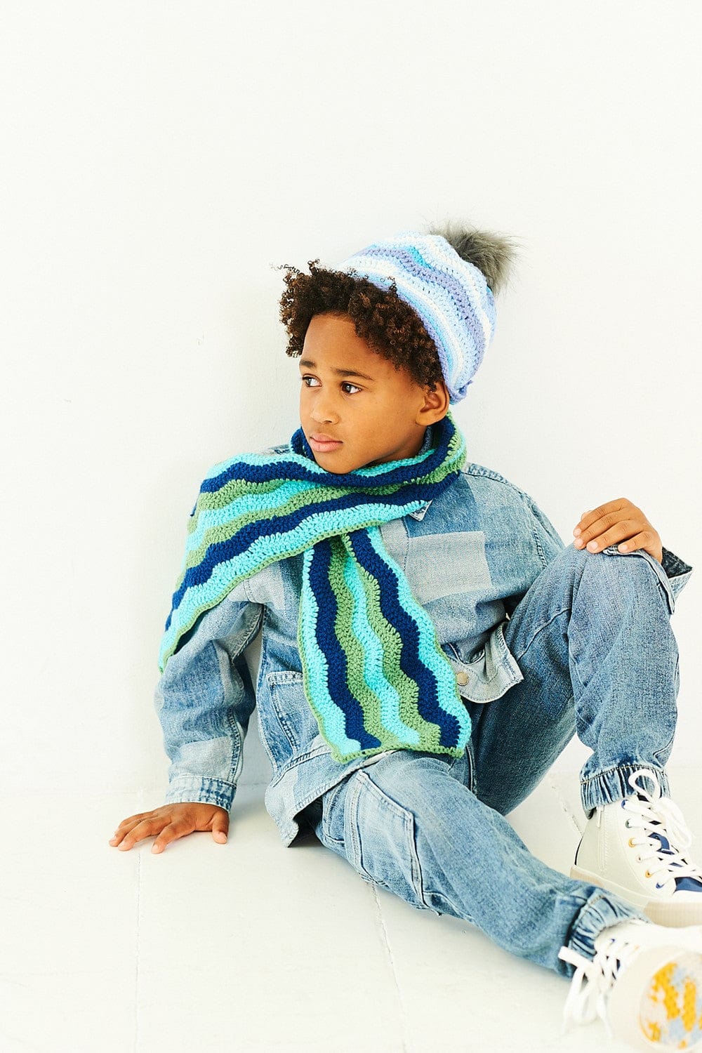 Kids sweater, tank, scarf & hat crochet pattern - Stylecraft 10197