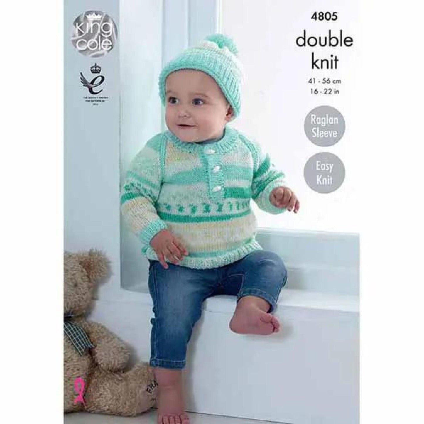 knitting pattern King Cole 4805 - Baby jacket, sweater, cardigan and hat