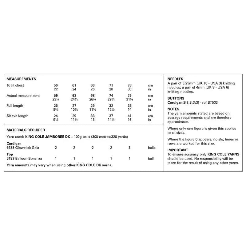 knitting pattern King Cole 6348 Girls Cardigan and Top knitting Pattern