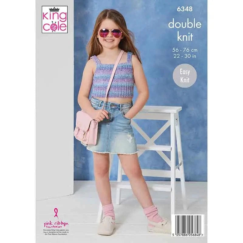 knitting pattern King Cole 6348 Girls Cardigan and Top knitting Pattern