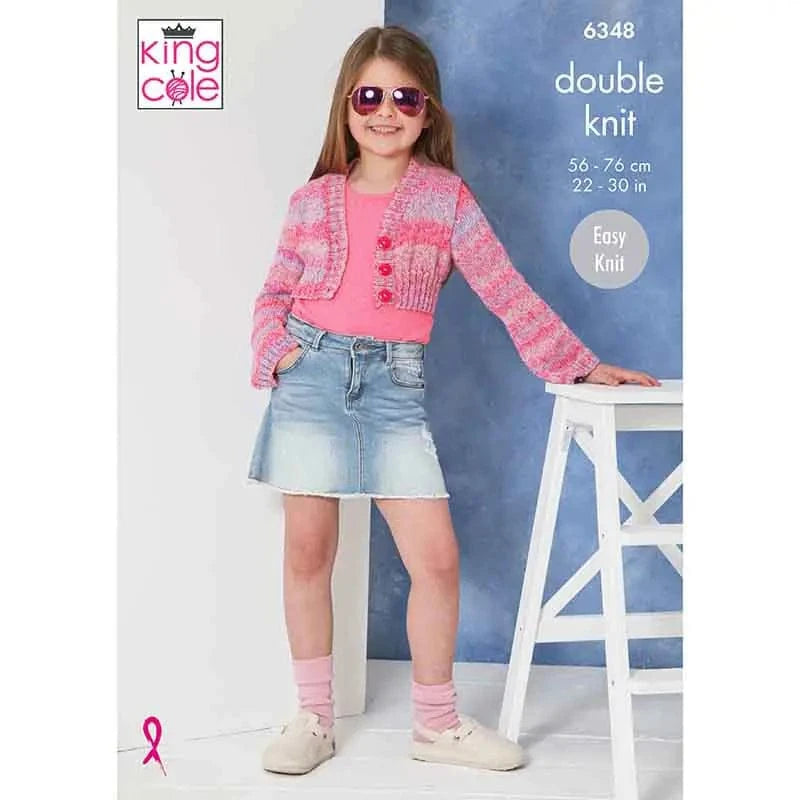 knitting pattern King Cole 6348 Girls Cardigan and Top knitting Pattern