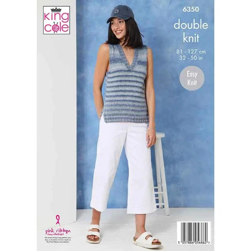 knitting pattern King Cole 6350 - Ladies summer top knitting pattern